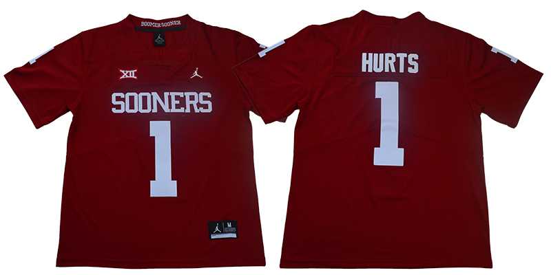 Oklahoma Sooners #1 Jalen Hurts Red College Football Jersey